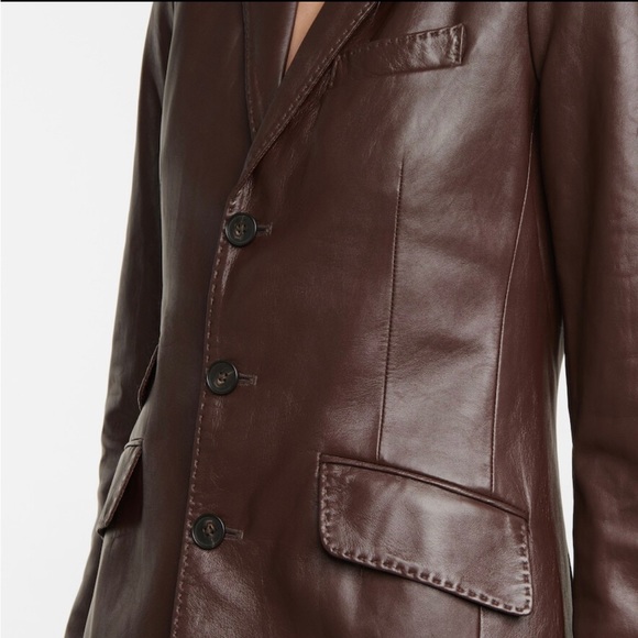 Ralph Lauren Single Breasted Lambskin Leather Blazer Jacket - Picture 2 of 15